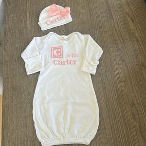 Laughing Giraffe monogrammed nightgown and hat